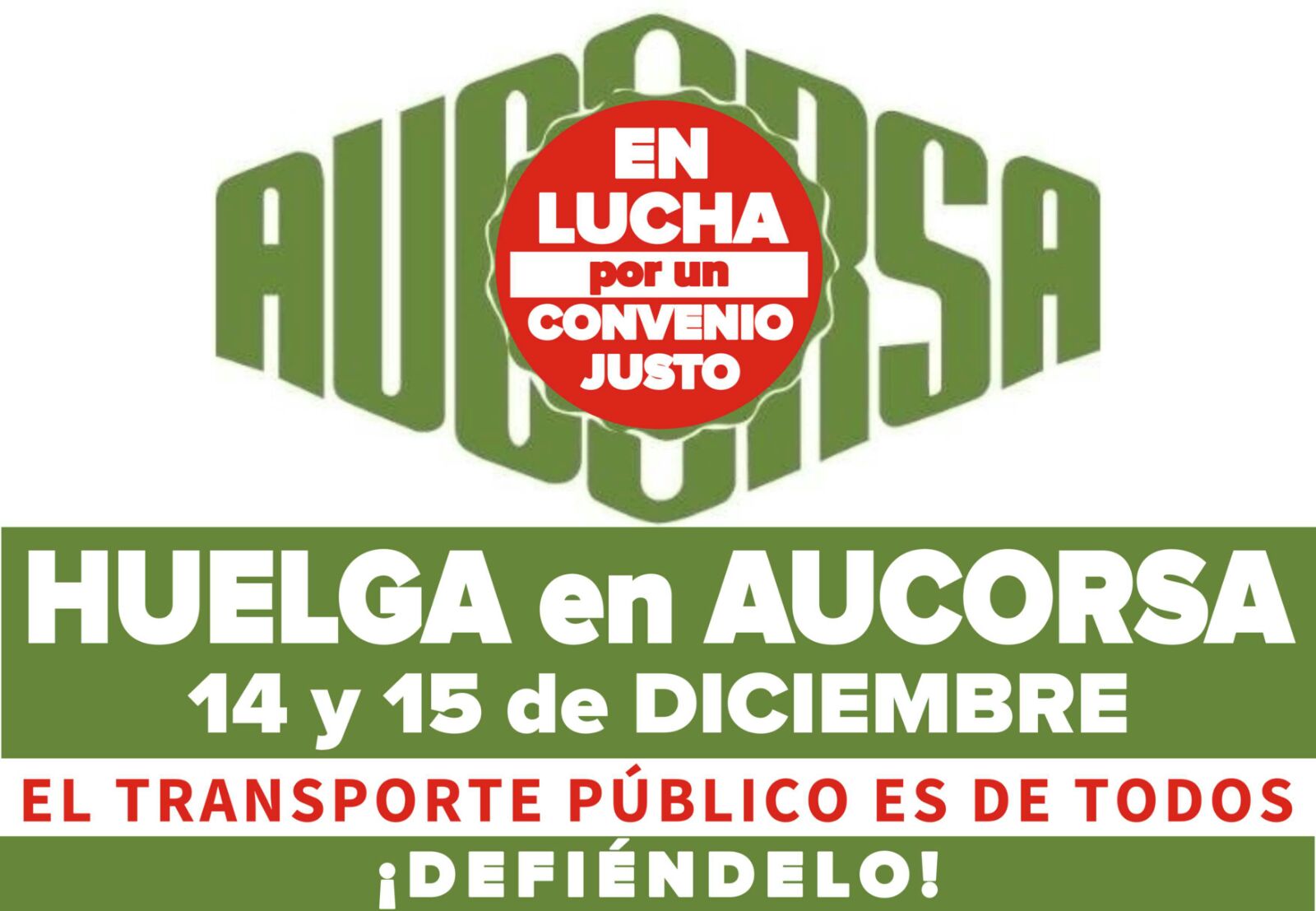 [Desconvocada] huelga en Aucorsa los próximos 14 y 15 de diciembre