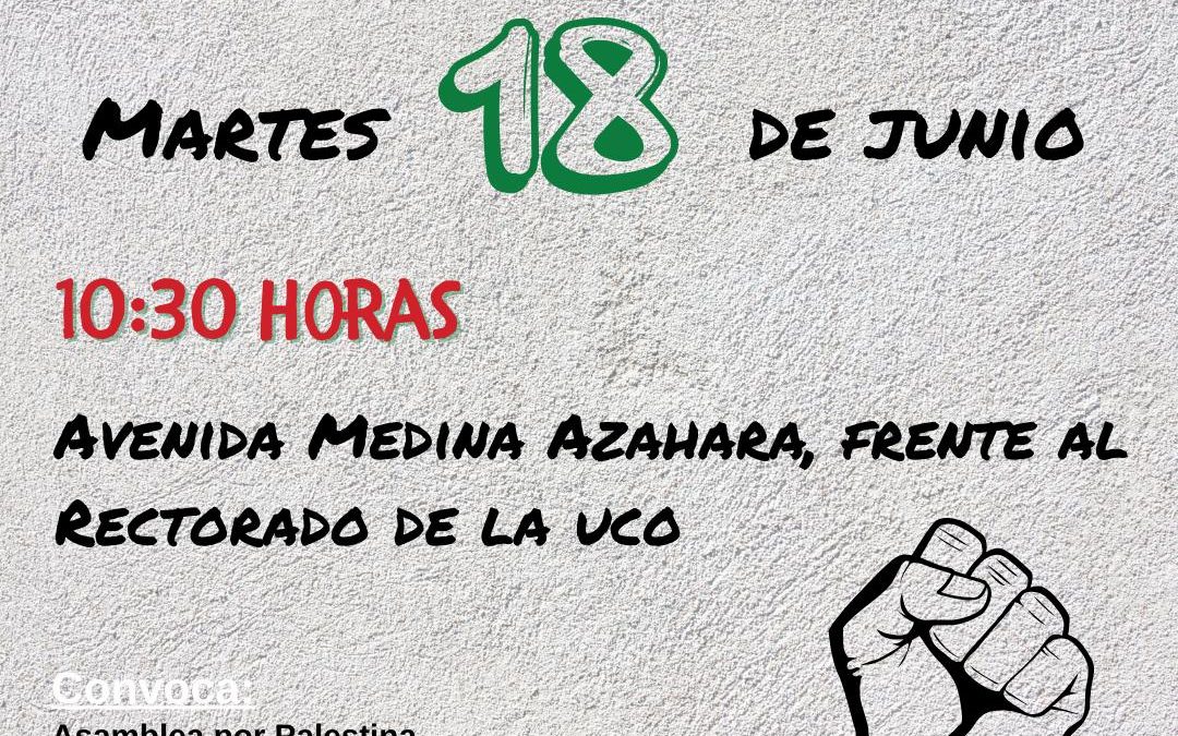 Iniciativas de solidaridad con Palestina señalan a la UCO, a la Junta de Andalucía y al Ayuntamiento por permitir la implantación en Rabanales 21 de empresas de fabricación de armamento